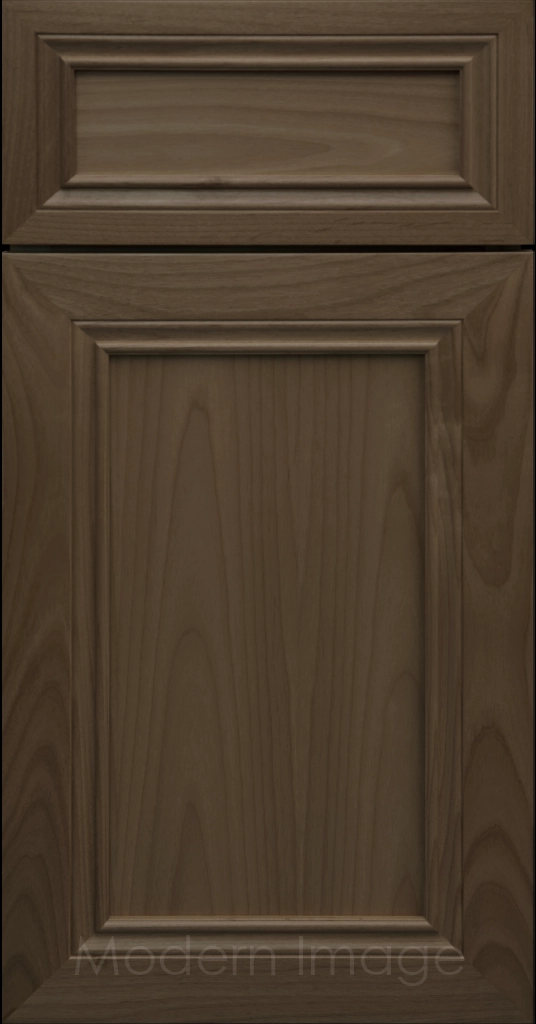 Corona Flat Panel Kitchen Cabinet in Beachwood Stain with mitered molding